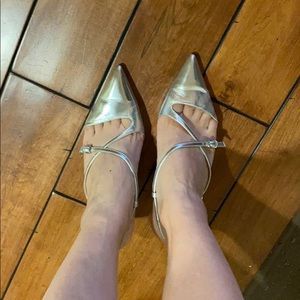 Zara silver slingback shoes